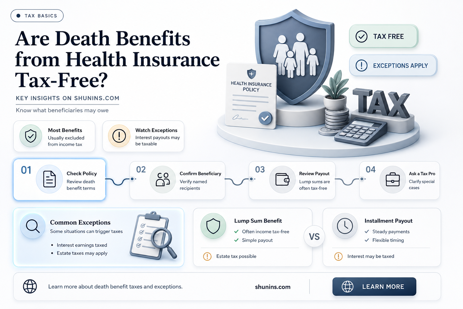 are death benefit recieved tax free health insurance