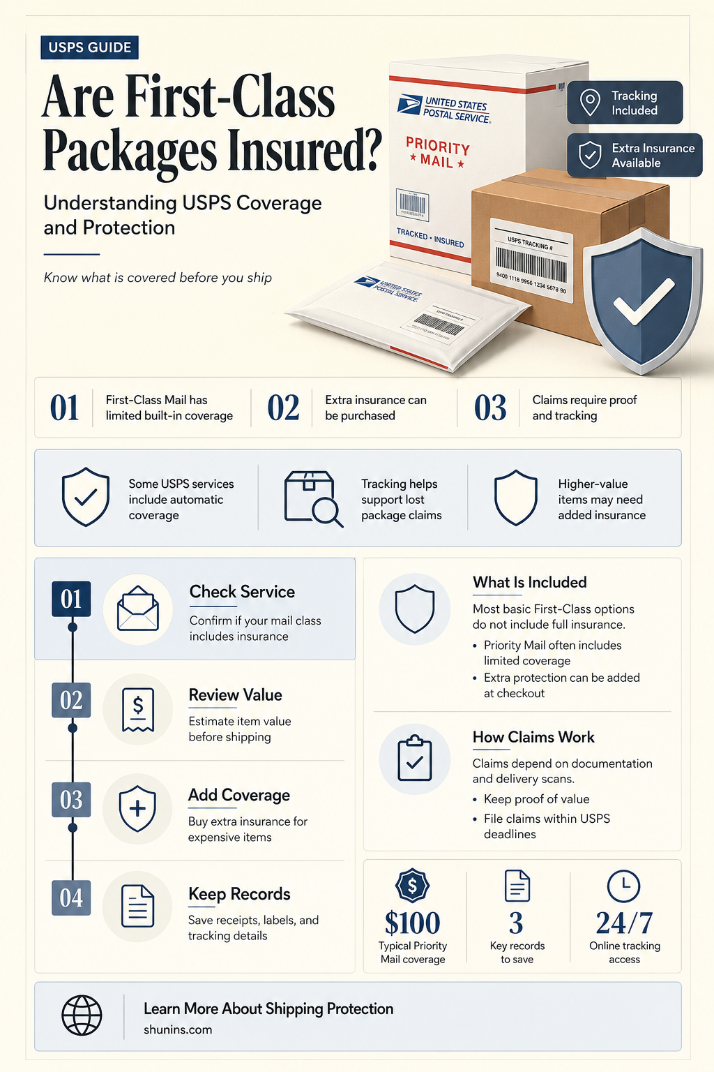 are first class packages insured