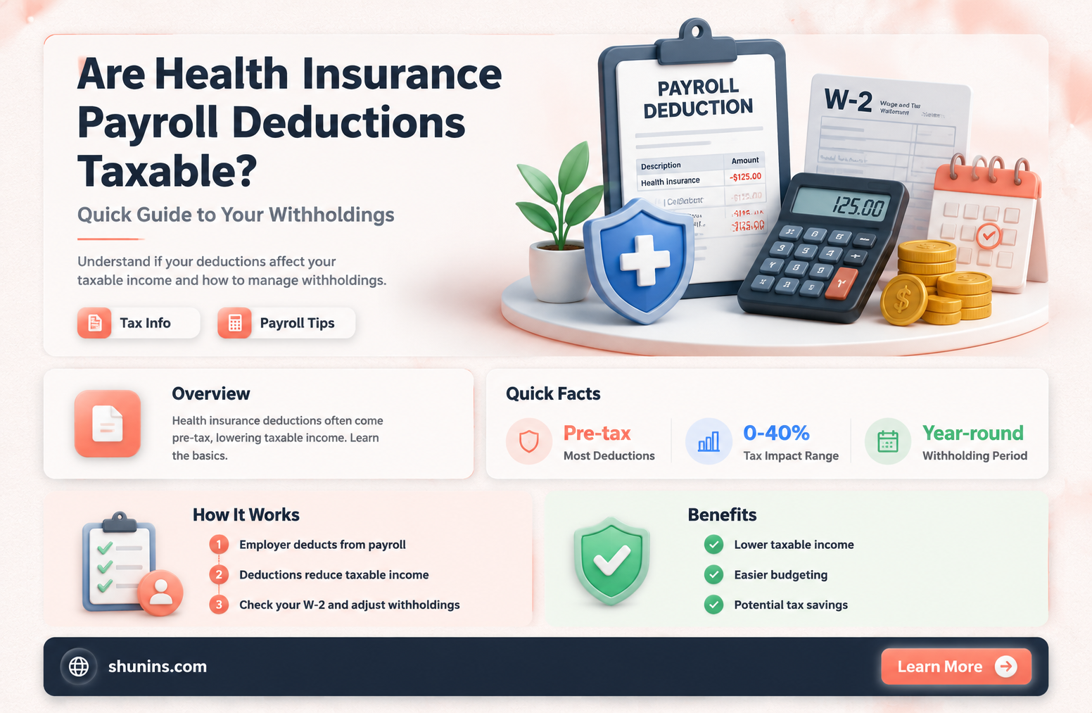 are amounts withheld from payroll for health insurance taxable