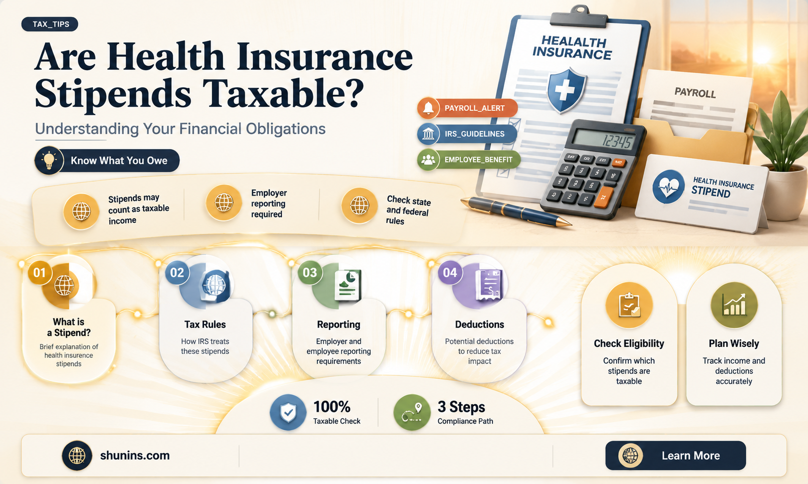 are health insurance stipends taxable income