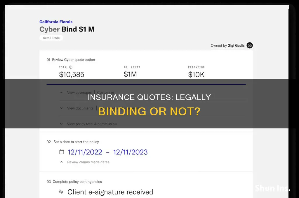 are insurance quotes legally binding
