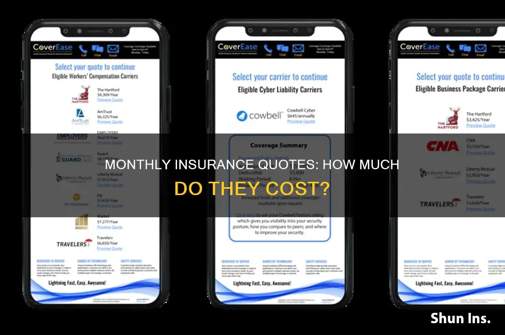 are insurance quotes per month