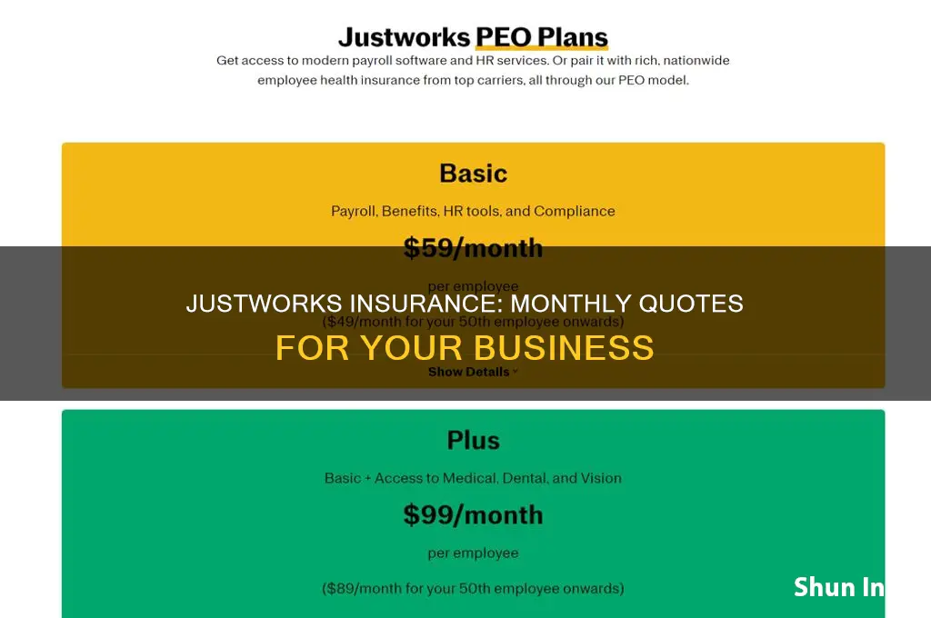 are justworks insurance quotes per month