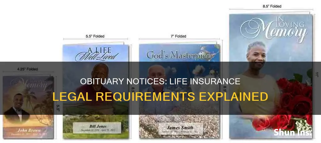 are obituary notices required by law for life insurance