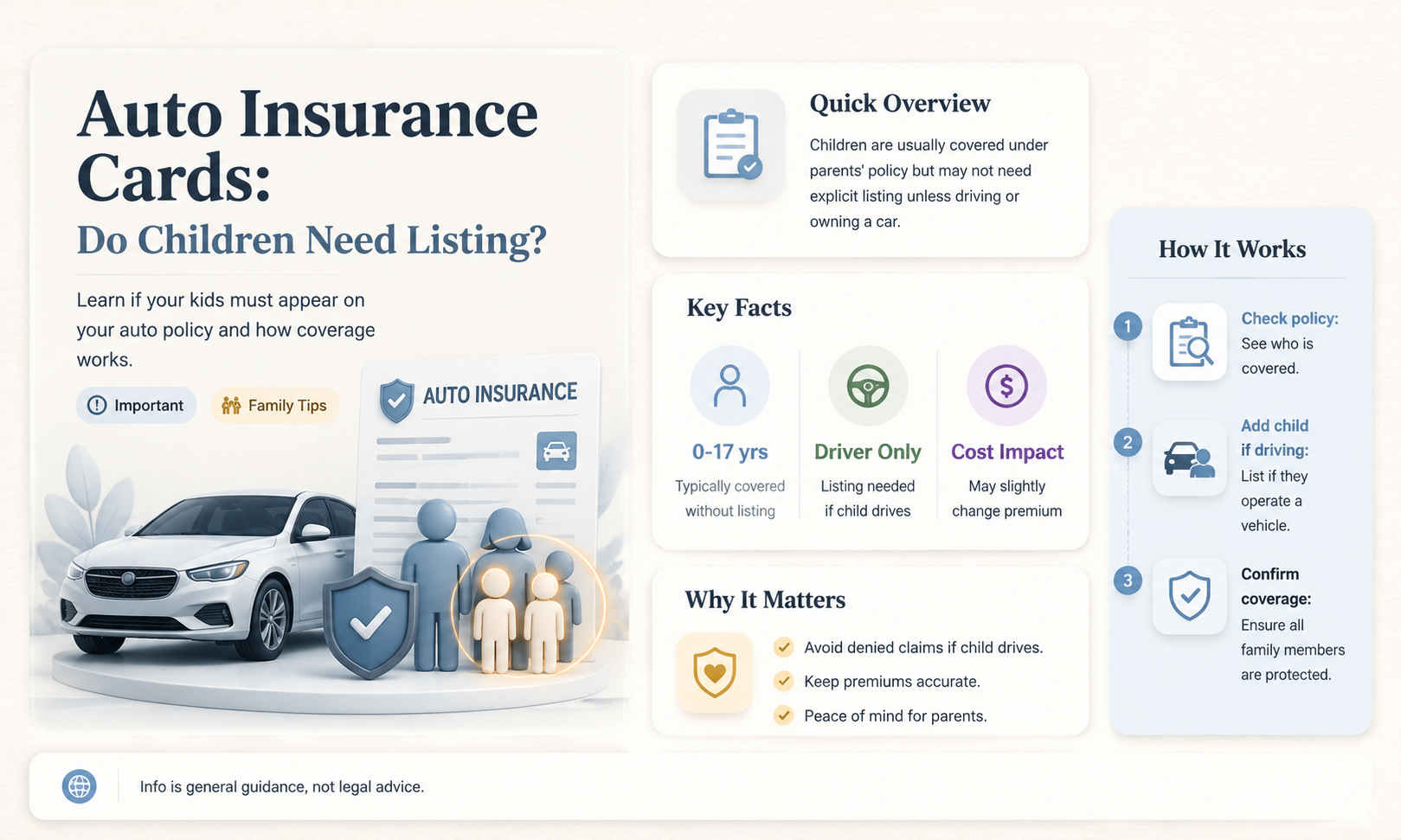 are children listed on auto insurance card