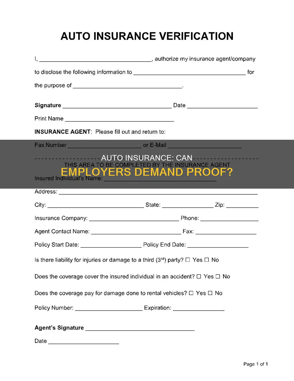 can an employer ask for proof of auto insurance