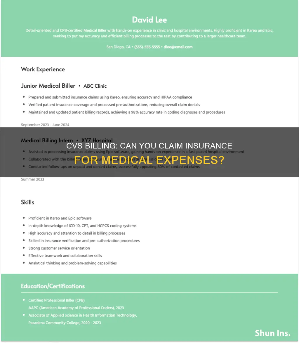 can cvs bill insurance as medical