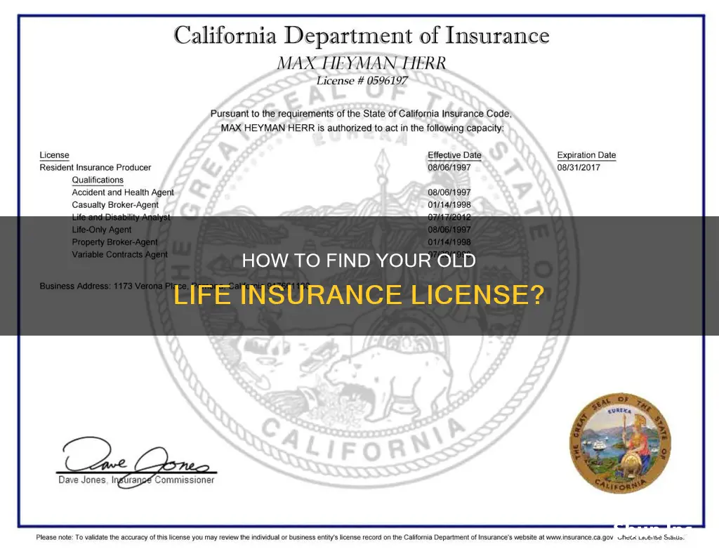 can I look up my old life insurance license