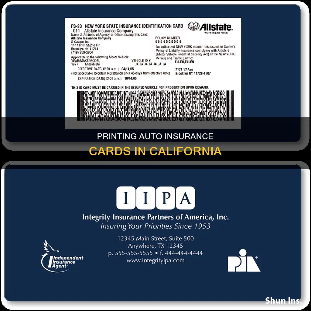 can I print my auto insurance id card state california