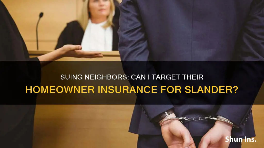 can I sue a neighbors homeowner insurance for slaunder