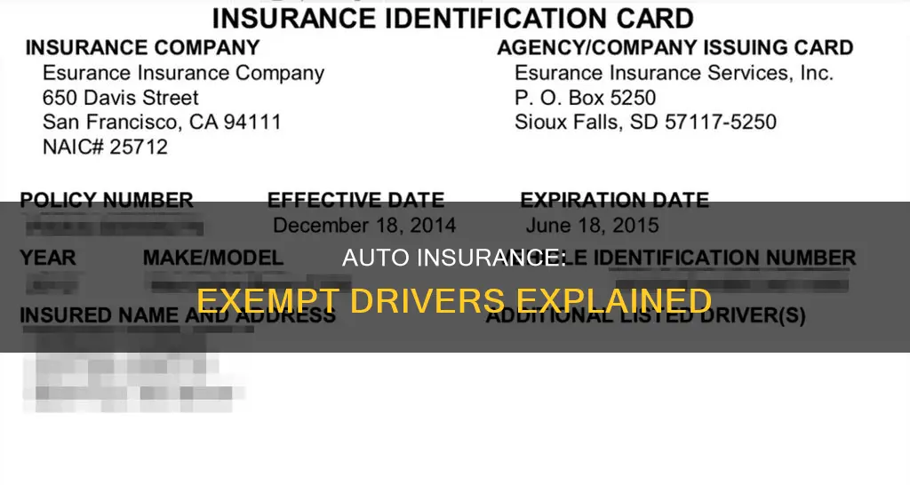 can you be exempt as a driver on auto insurance