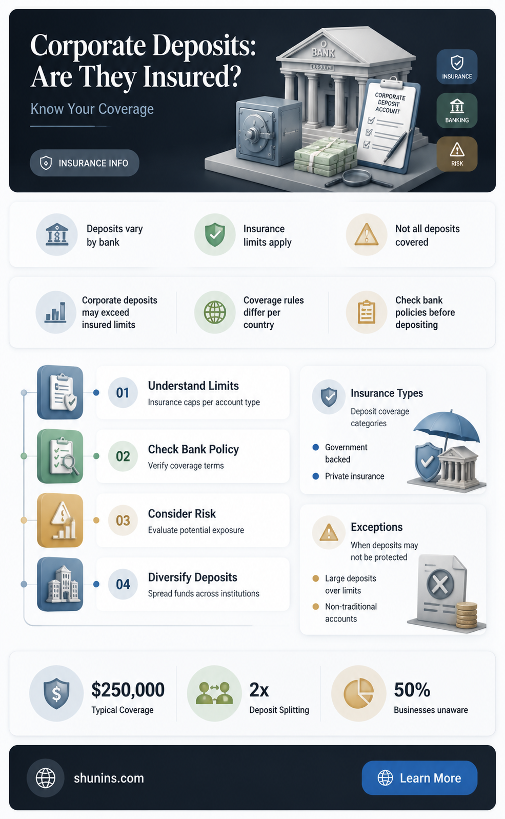 are corporate deposits insured
