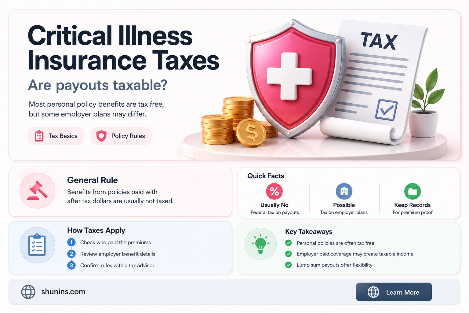 are critical illness insurance payments taxable