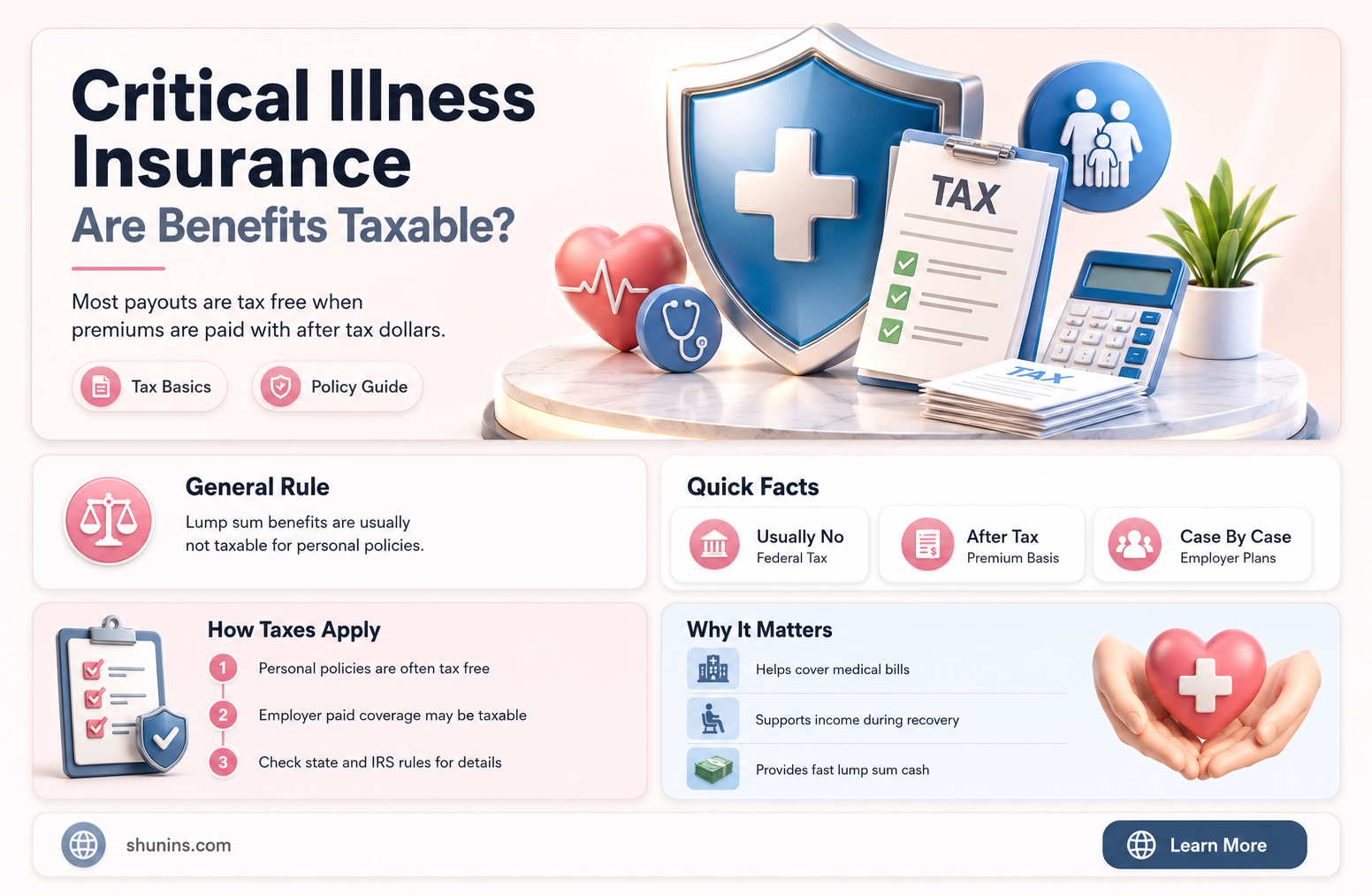 are critical illness insurance benefits taxable
