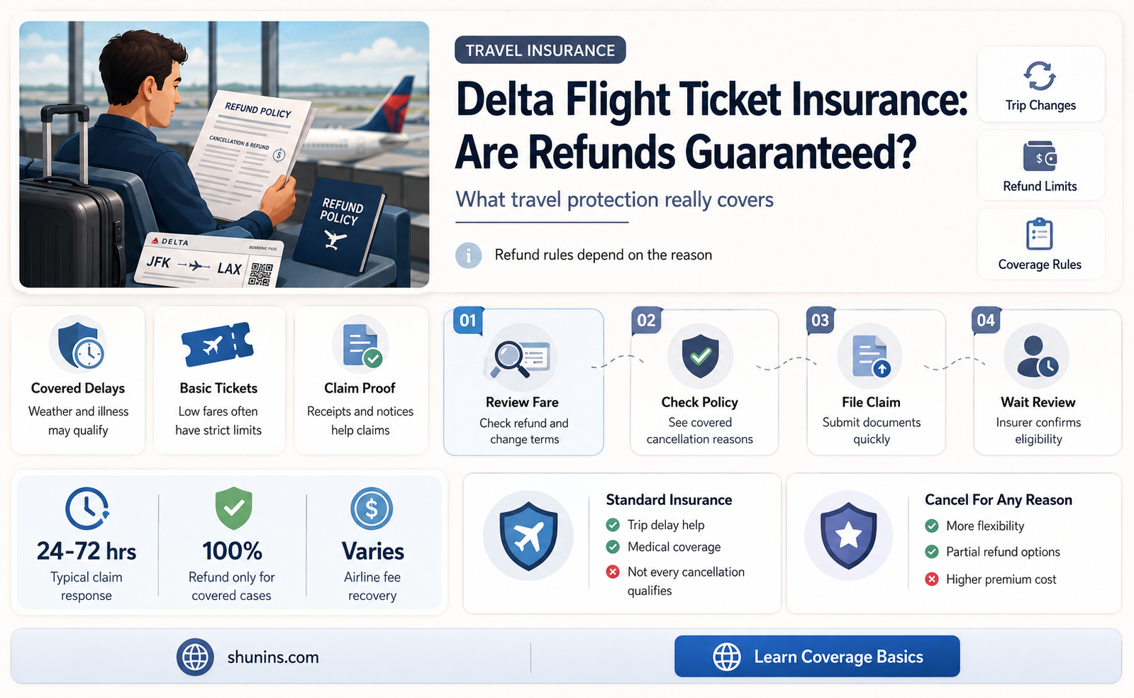 are delta flight tickeys refundable with insurance