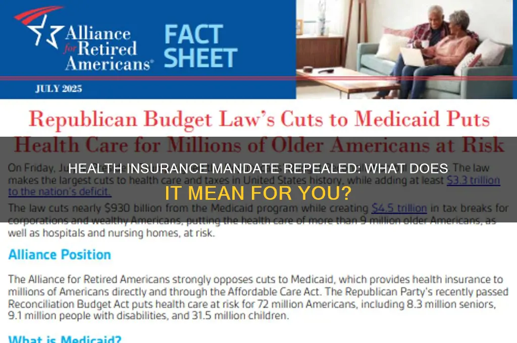 did the mandate to have health insurance was it repealed