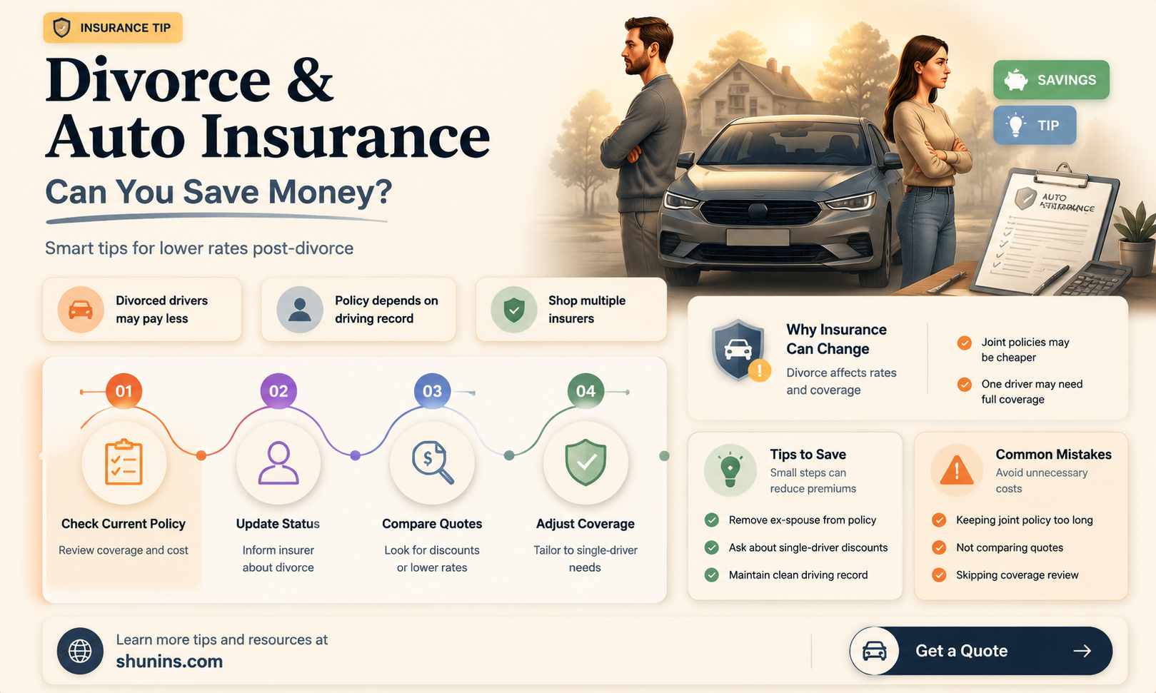 are auto insurance rates lower if separated or divorced