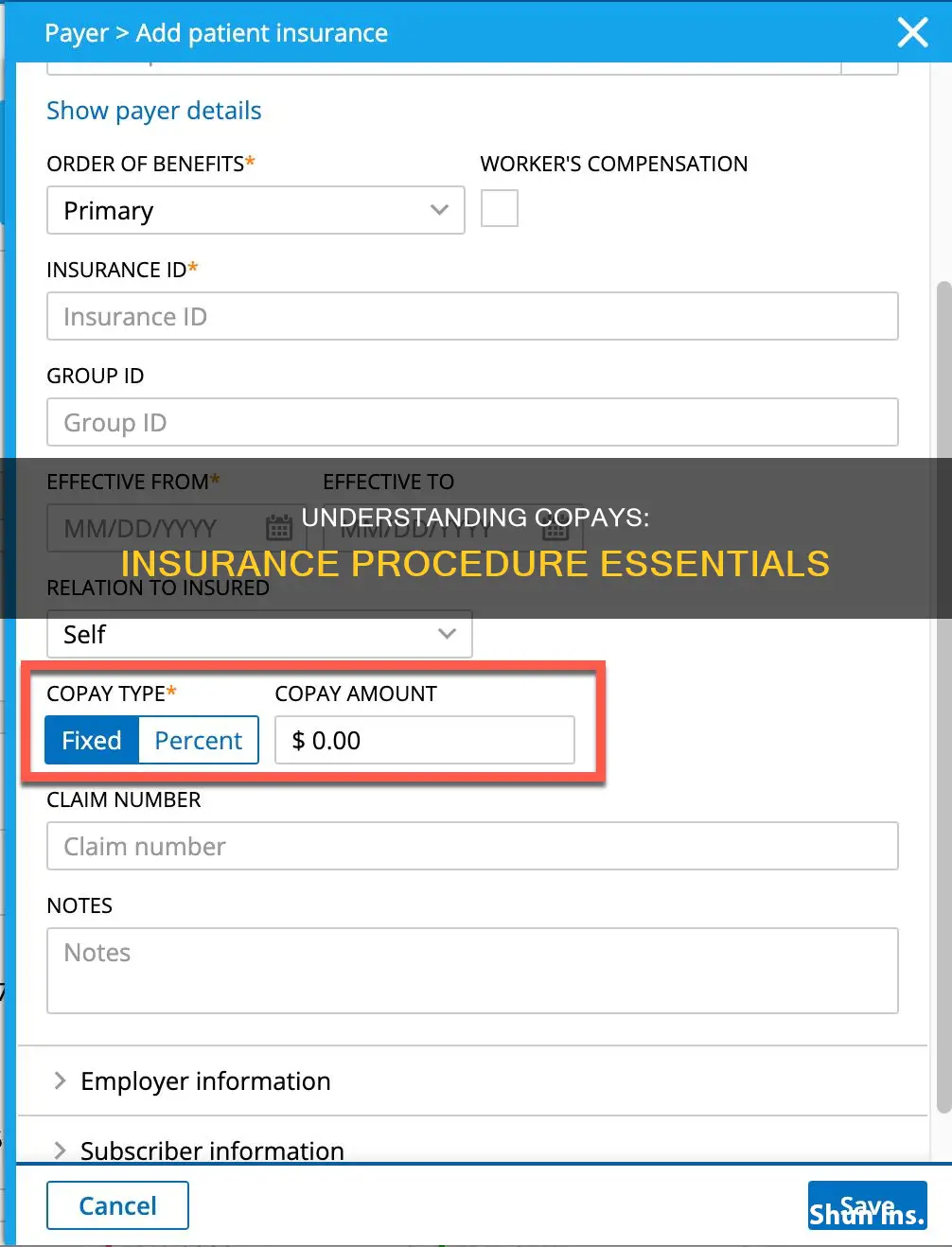 do copays with insurance usually apply to procedures