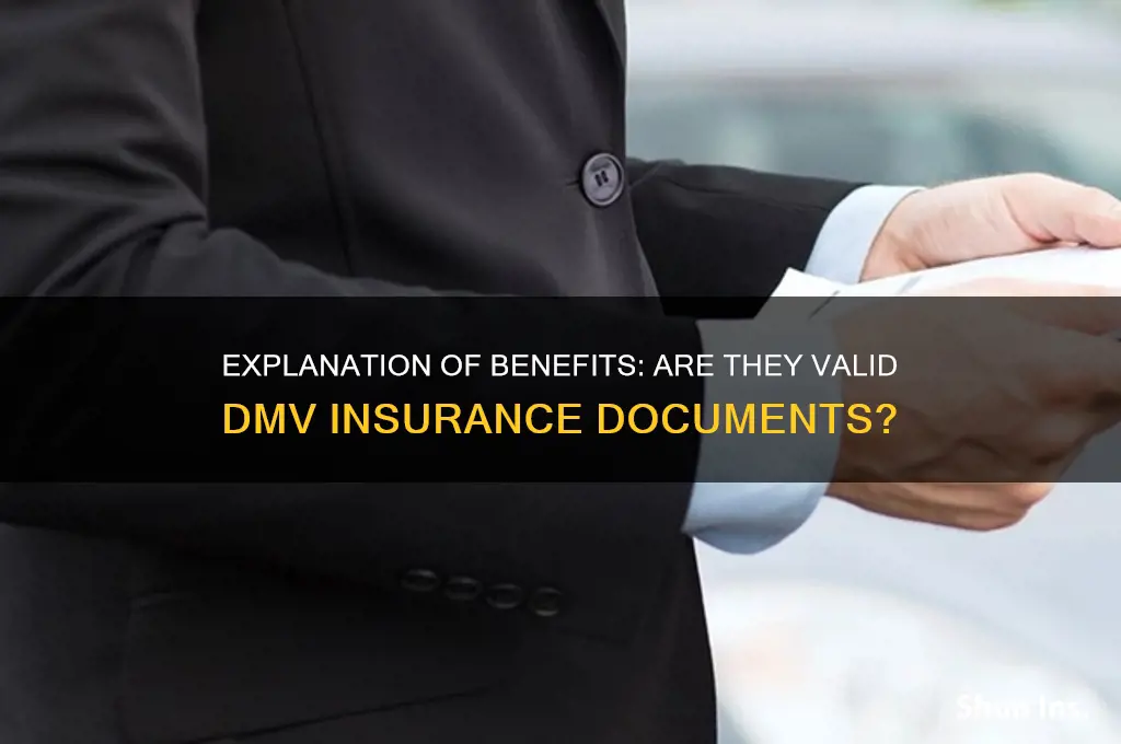 do explanation of benefits count as insurance documents dmv