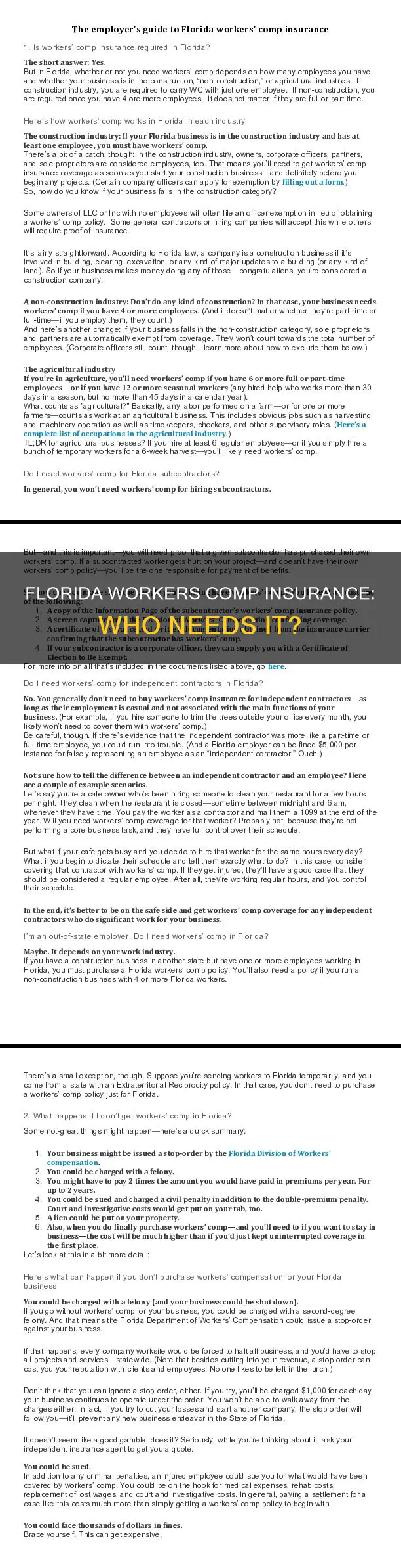 do I have to have workers comp insurance in Florida