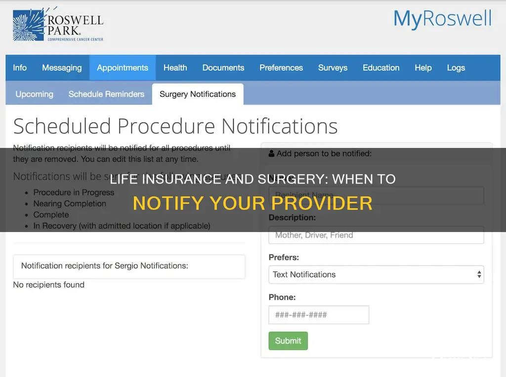 do I notify life insurance before surgery
