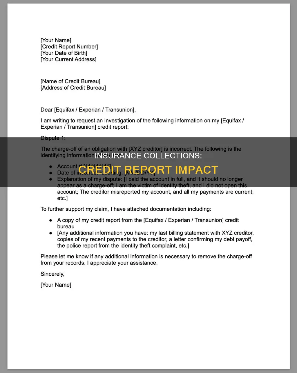 do insurance collections go on credit report