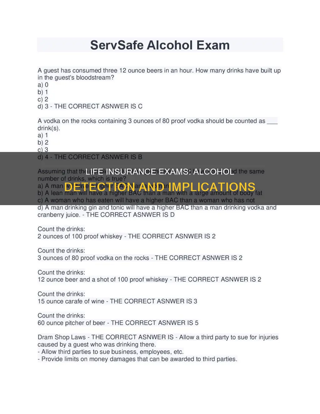 do life insurance exams test for alcohol