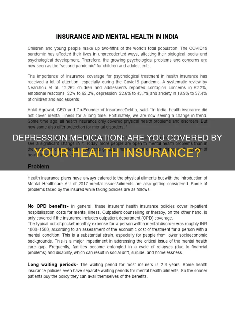do most health insurance plans cover depression medication