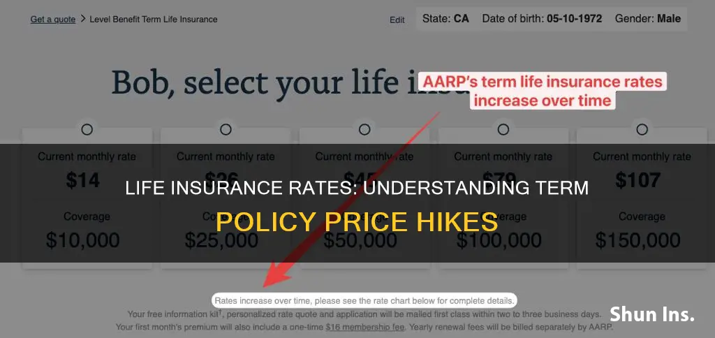 do term life insurance rates increase