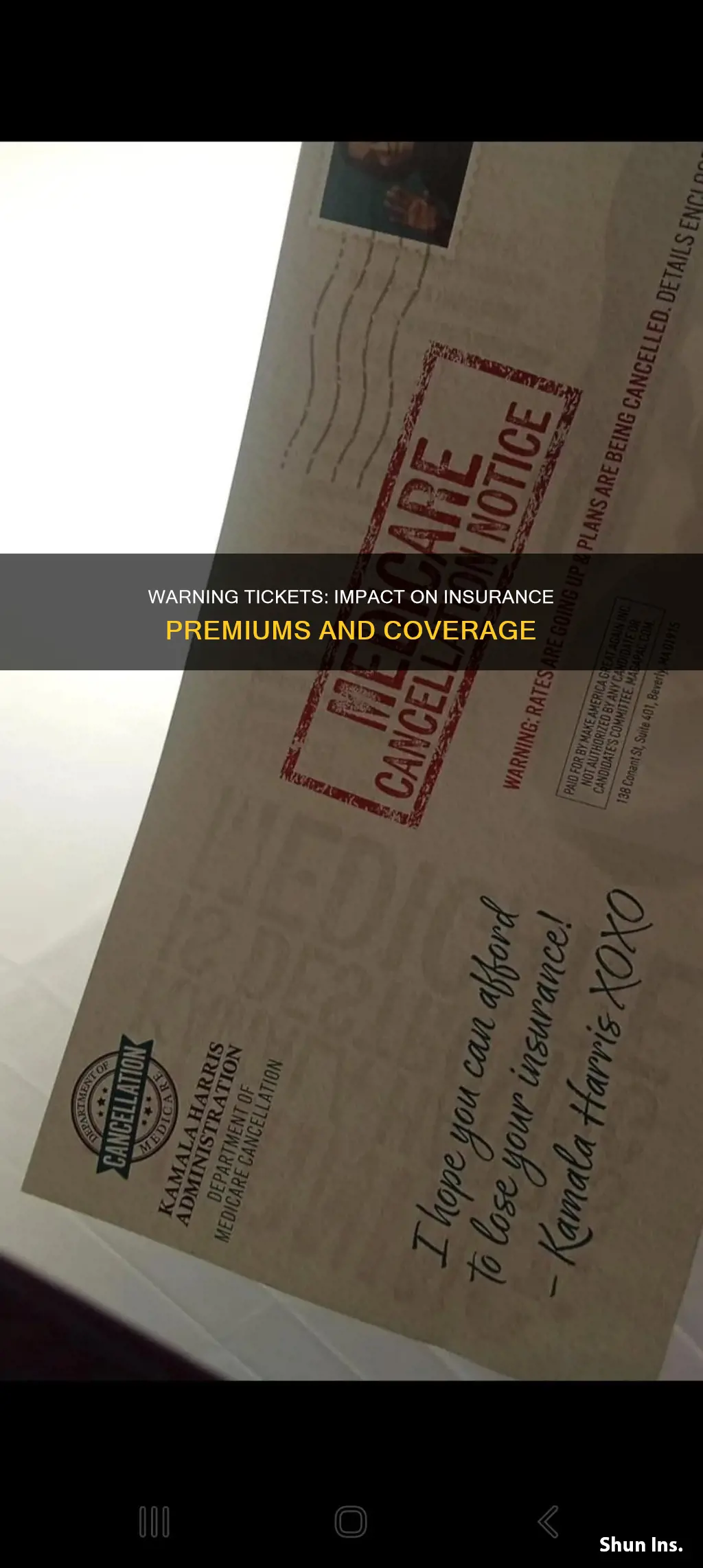 do warning tickets show up on insurance