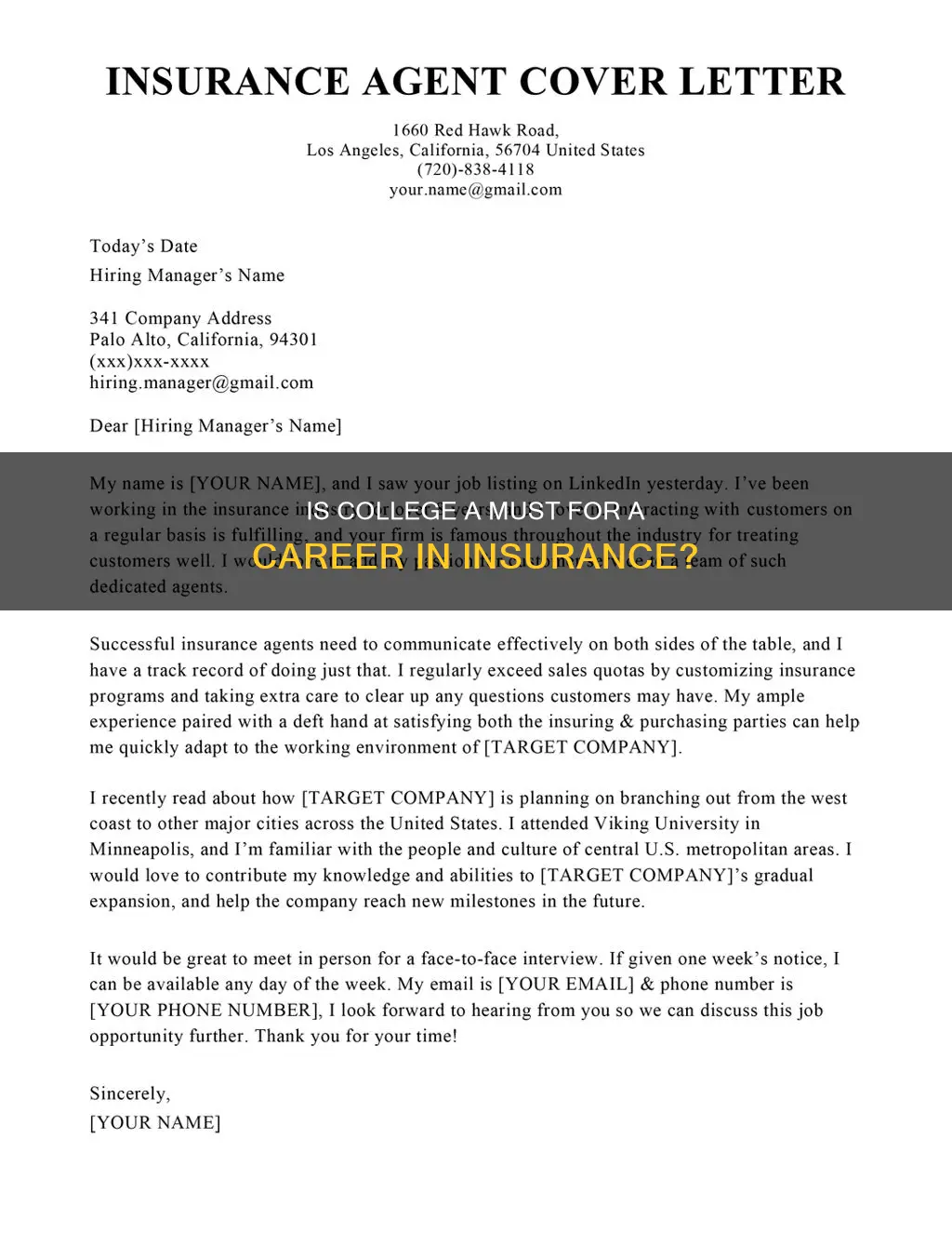 do you have to go to college to sell insurance