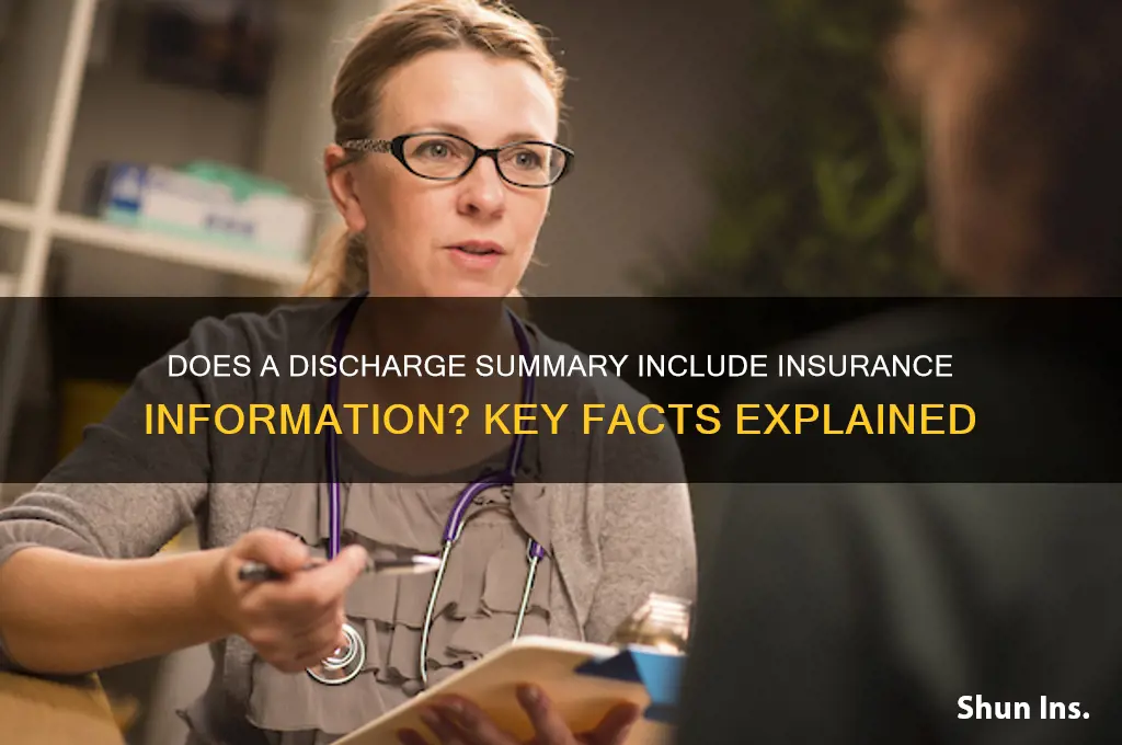 does a discharge summary have insurance info