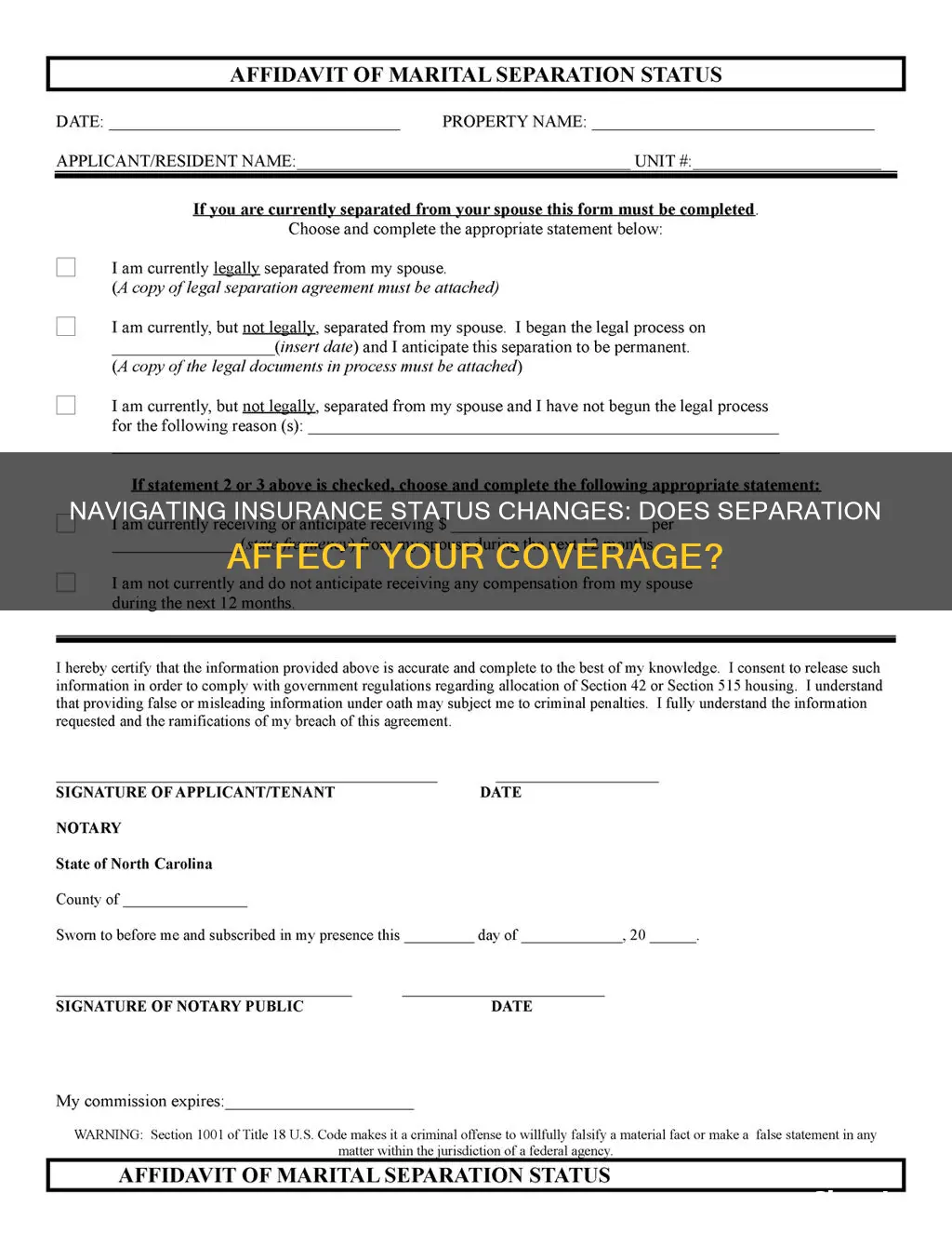 does a separation count as change in status insurance