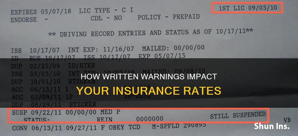 does a written warning affect your insurance