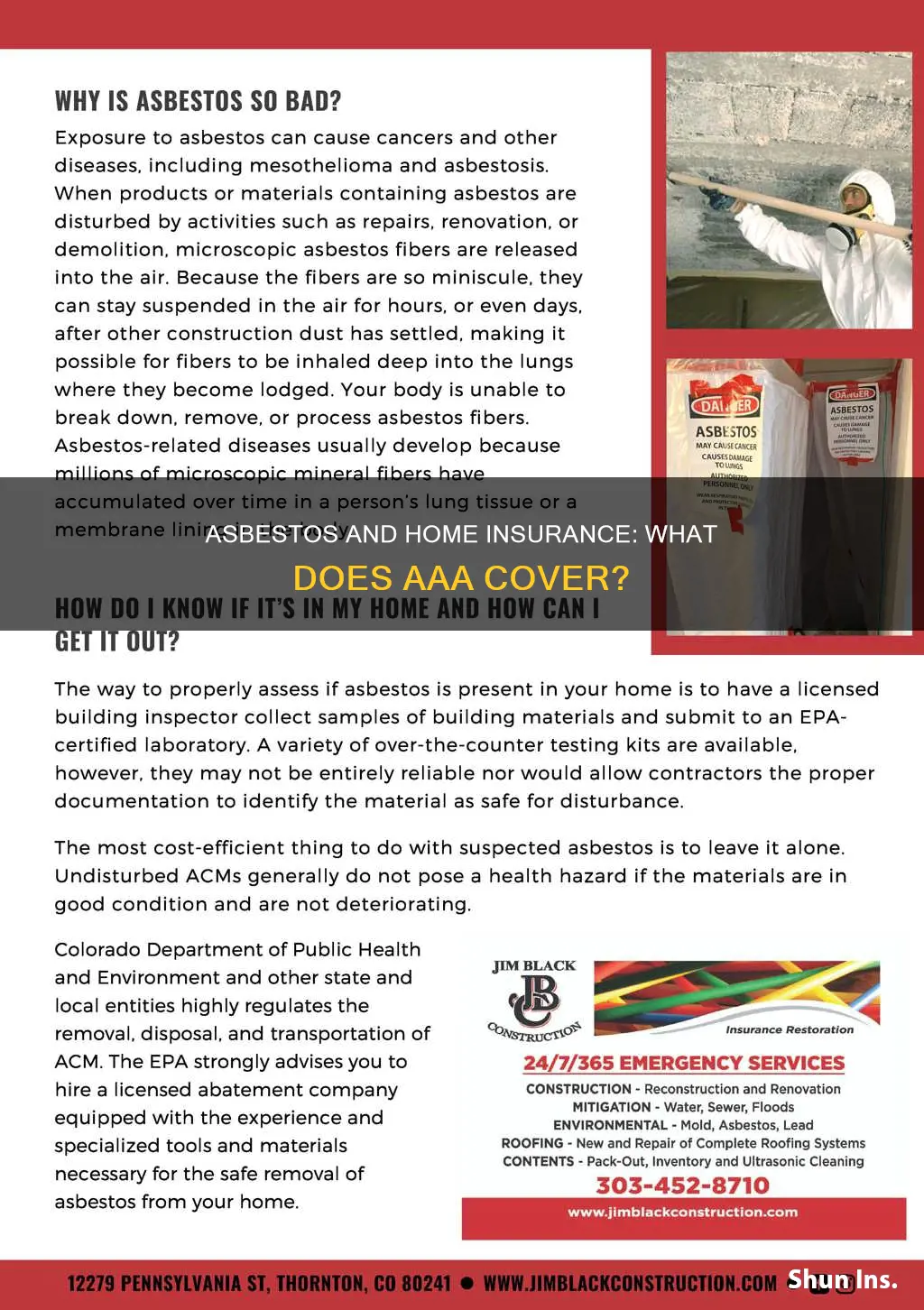 does aaa homeowners insurance cover asbestos