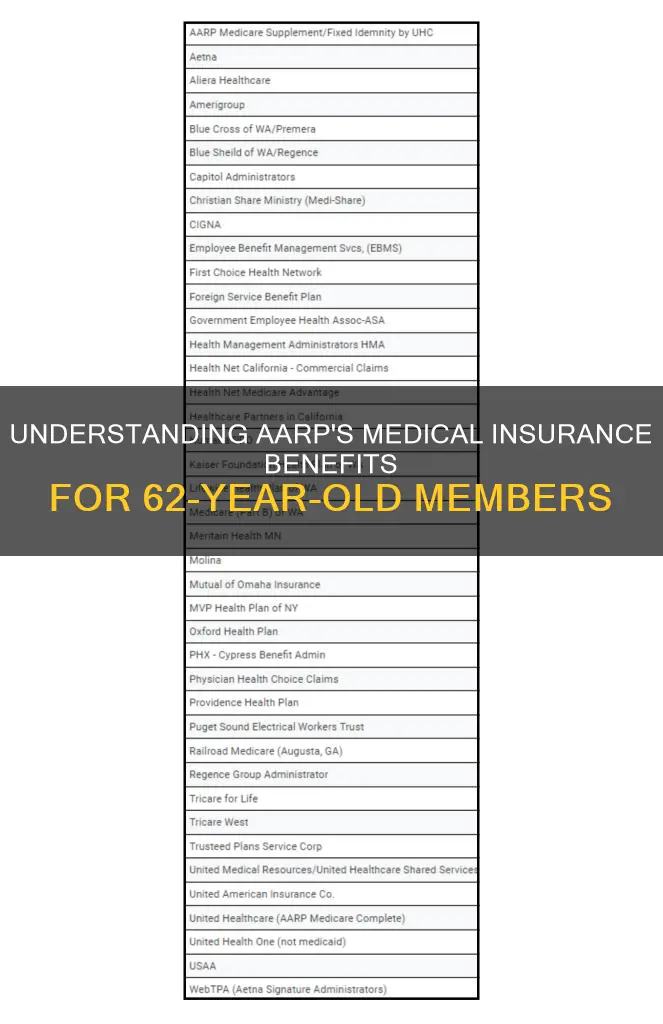 does aarp membership offer medical insurance at 62