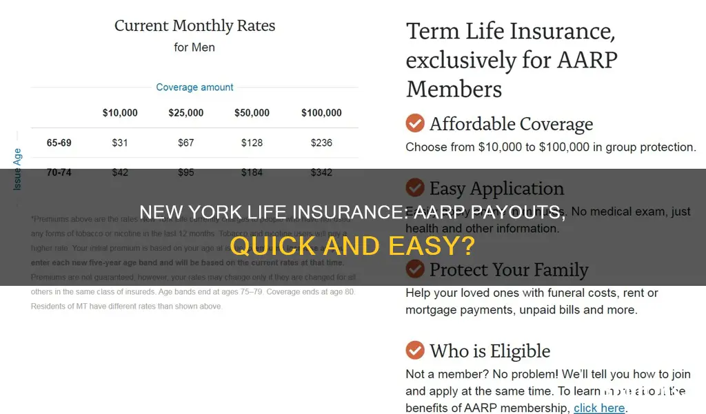 does aarp new york life insurance payout fast