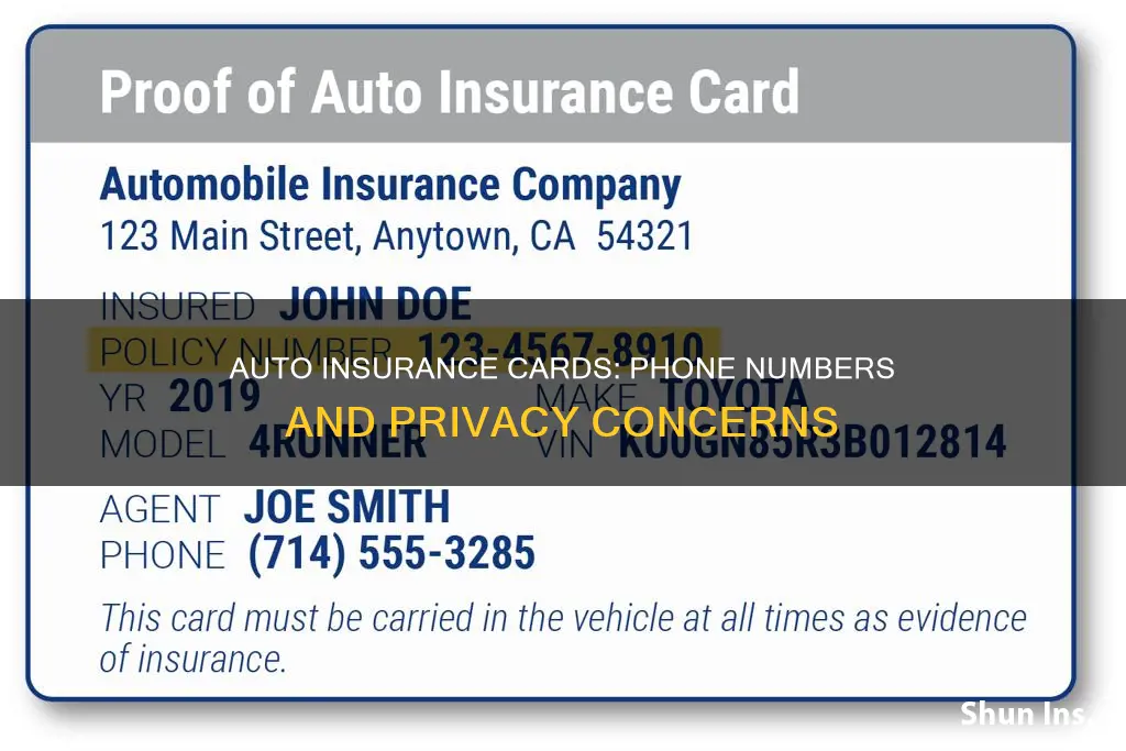 does auto insurance card show phone number