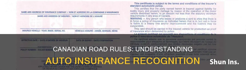 does canada recognize auto insurance card