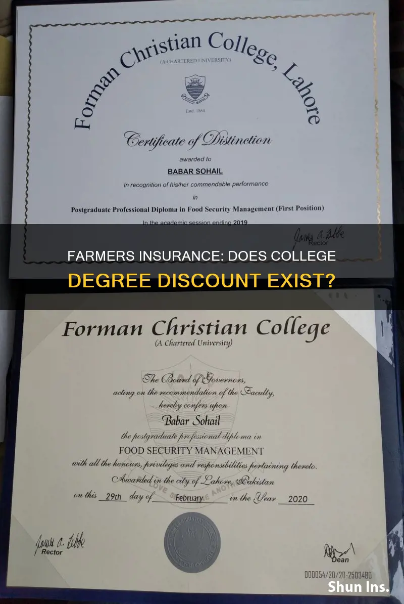 does farmers insurance check on the college degree for discounts