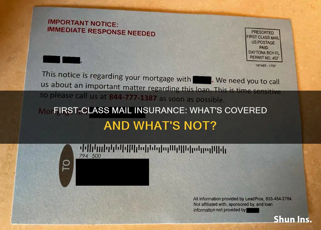 does first class mail service come with insurance