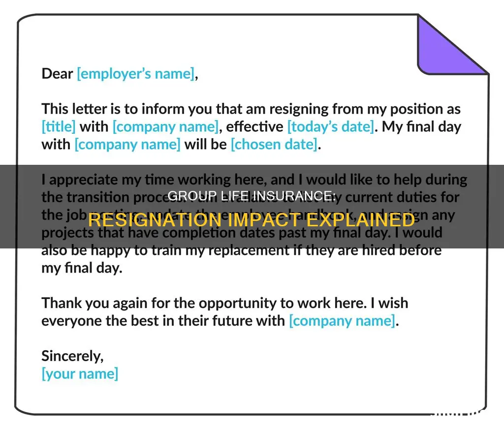 does group life insurance end at resignation letter