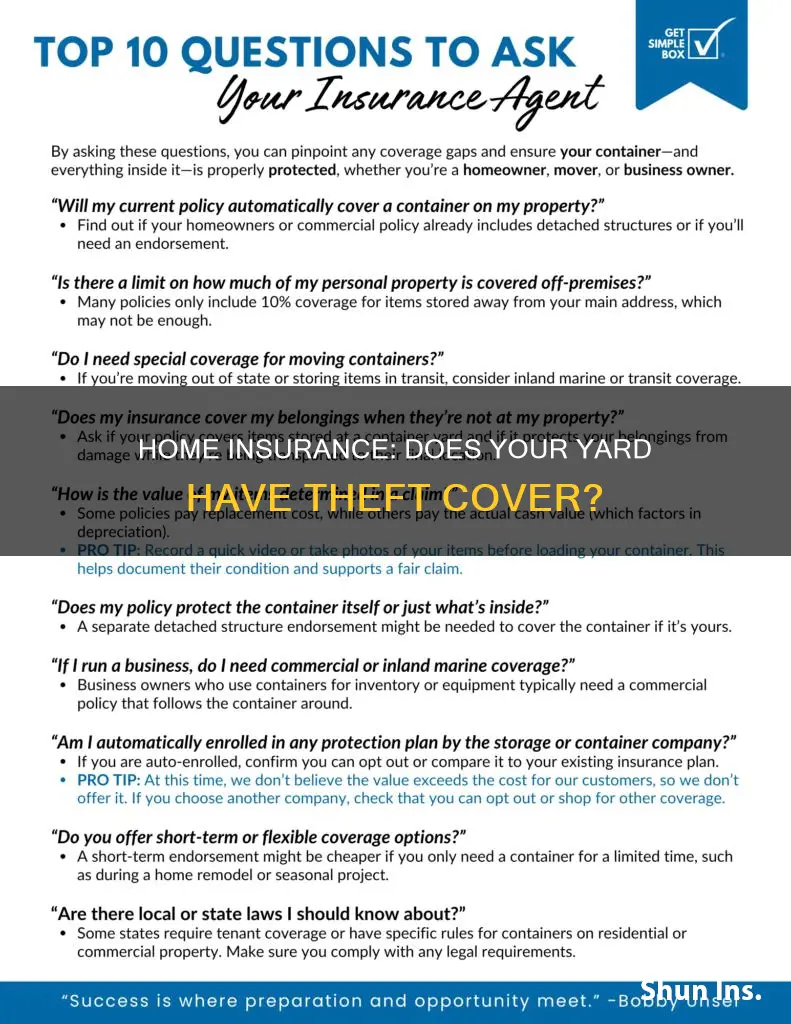 does homeowners insurance cover theft from yard