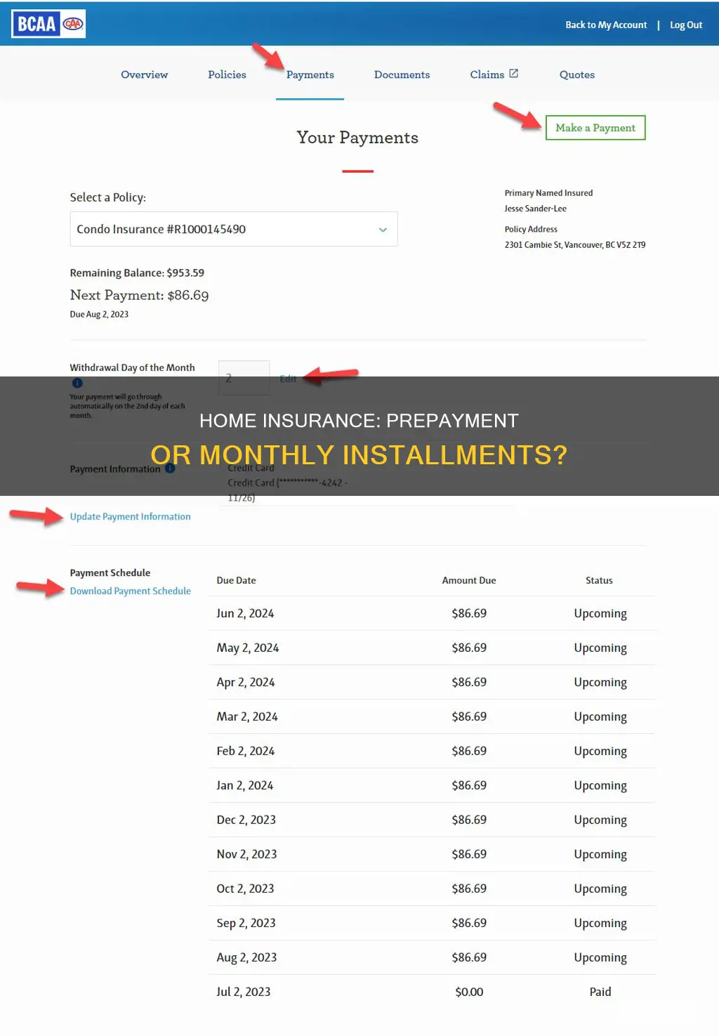 does homeowners insurance have to be paid in full