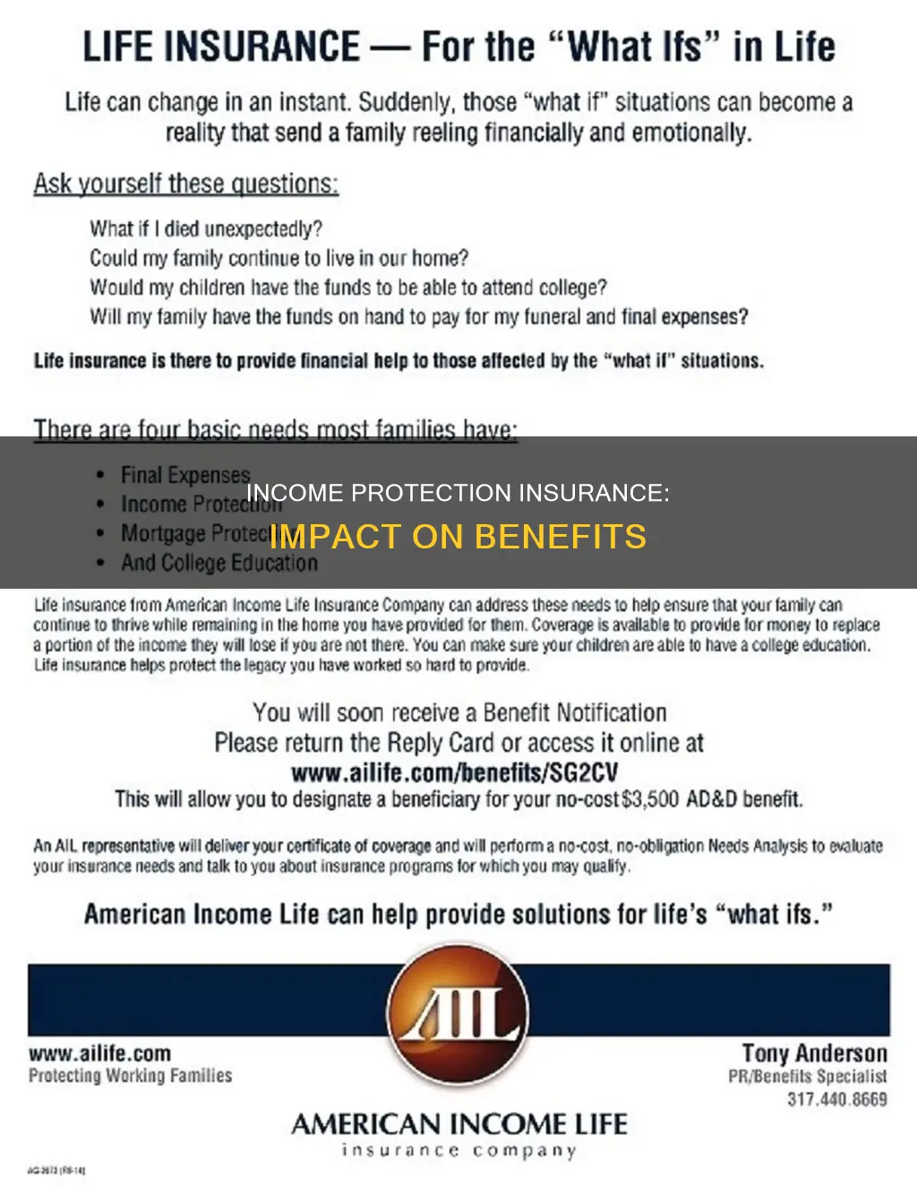 does income protection insurance affect benefits