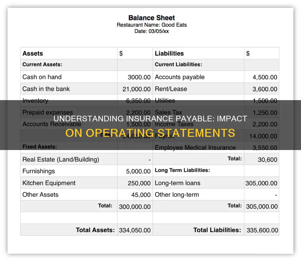 does insurance payable go on operating statement