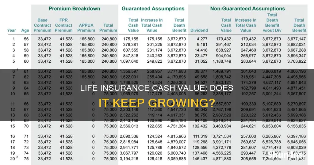 does paid up life insurance continue to build cash value