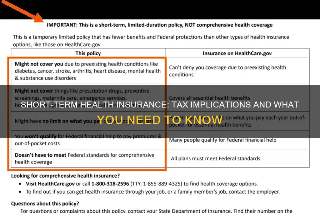 does short term health insurance count for taxes