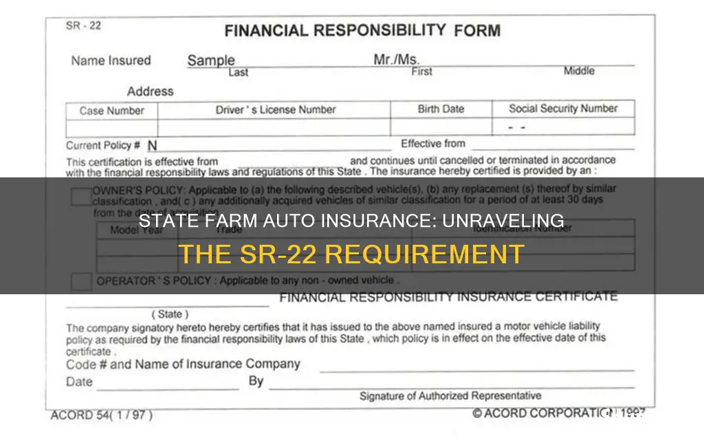 does state farm auto insurance issue sr22