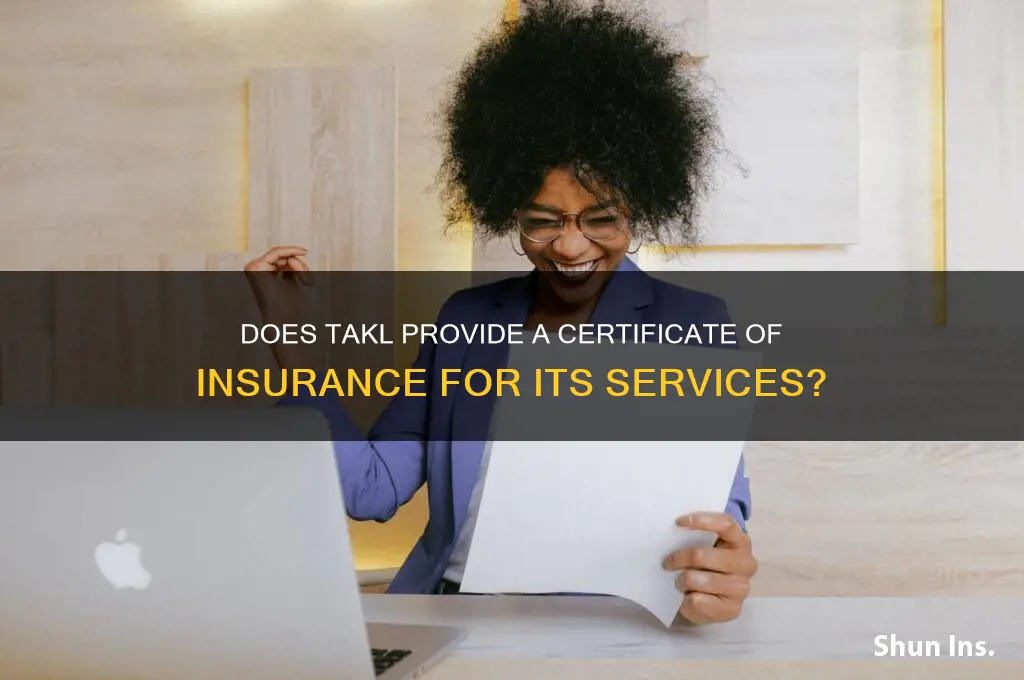 does takl have certificate of insurance